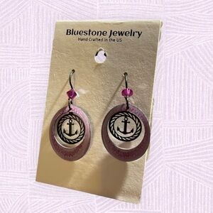 NWT BLUESTONE JEWELRY - Women’s Hand Crafted Black/Purple Sailor Earrings! (